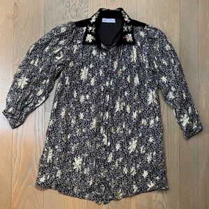 Zara Black & metallic Floral Button-Down dress. Girls size 10. EUC.